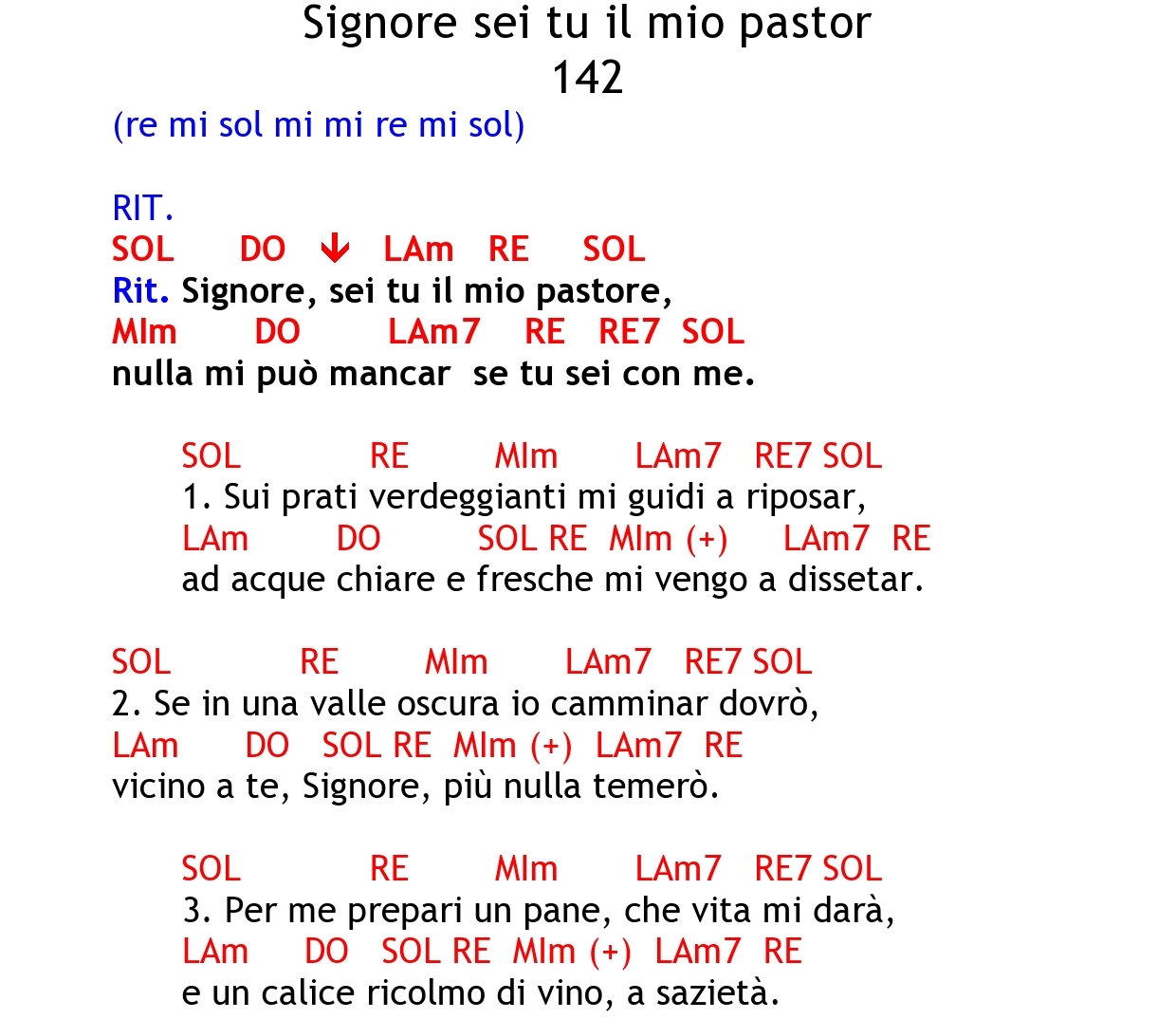 Signore sei tu il mio pastor