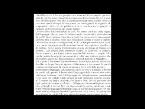 Ma la poesia e’ una cosa diversa dalla canzone di Mario Luzi