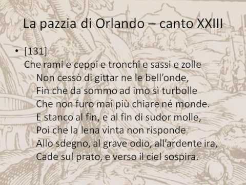 La pazzia di Orlando canto XXIII ottave 129-136