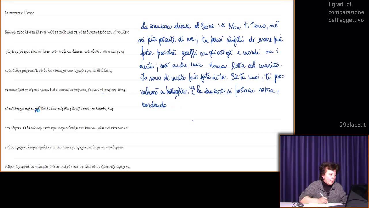 1a e 2a comparazione – Versione La zanzara e il leone – Videocorso Greco antico di 29elode