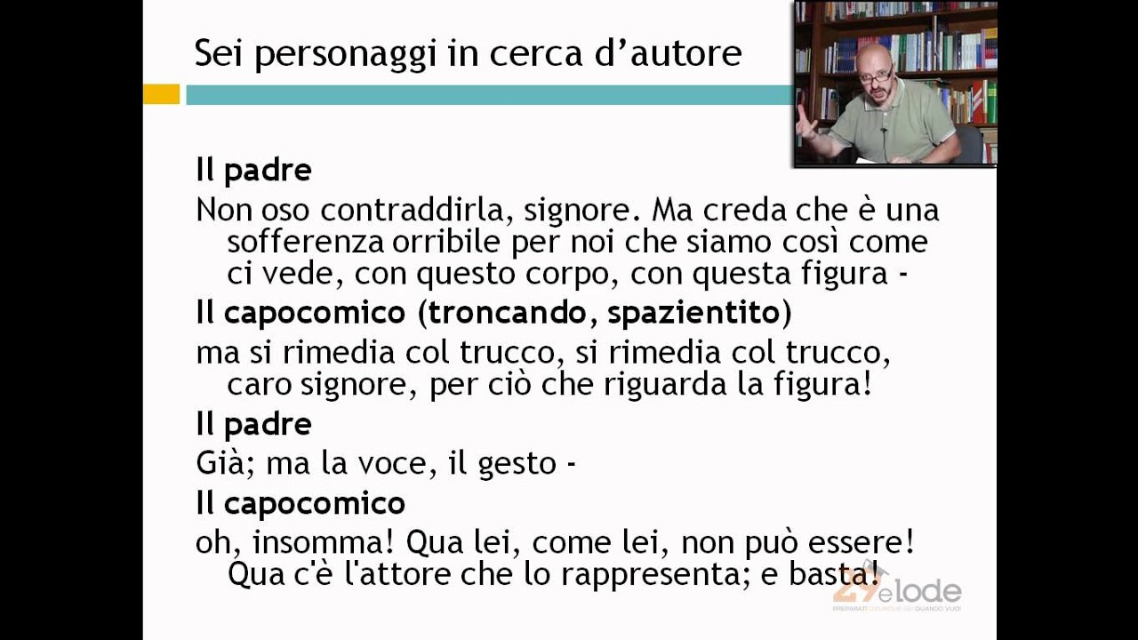 Sei personaggi in cerca d’autore – Luigi Pirandello – Ripetizioni di Letteratura italiana