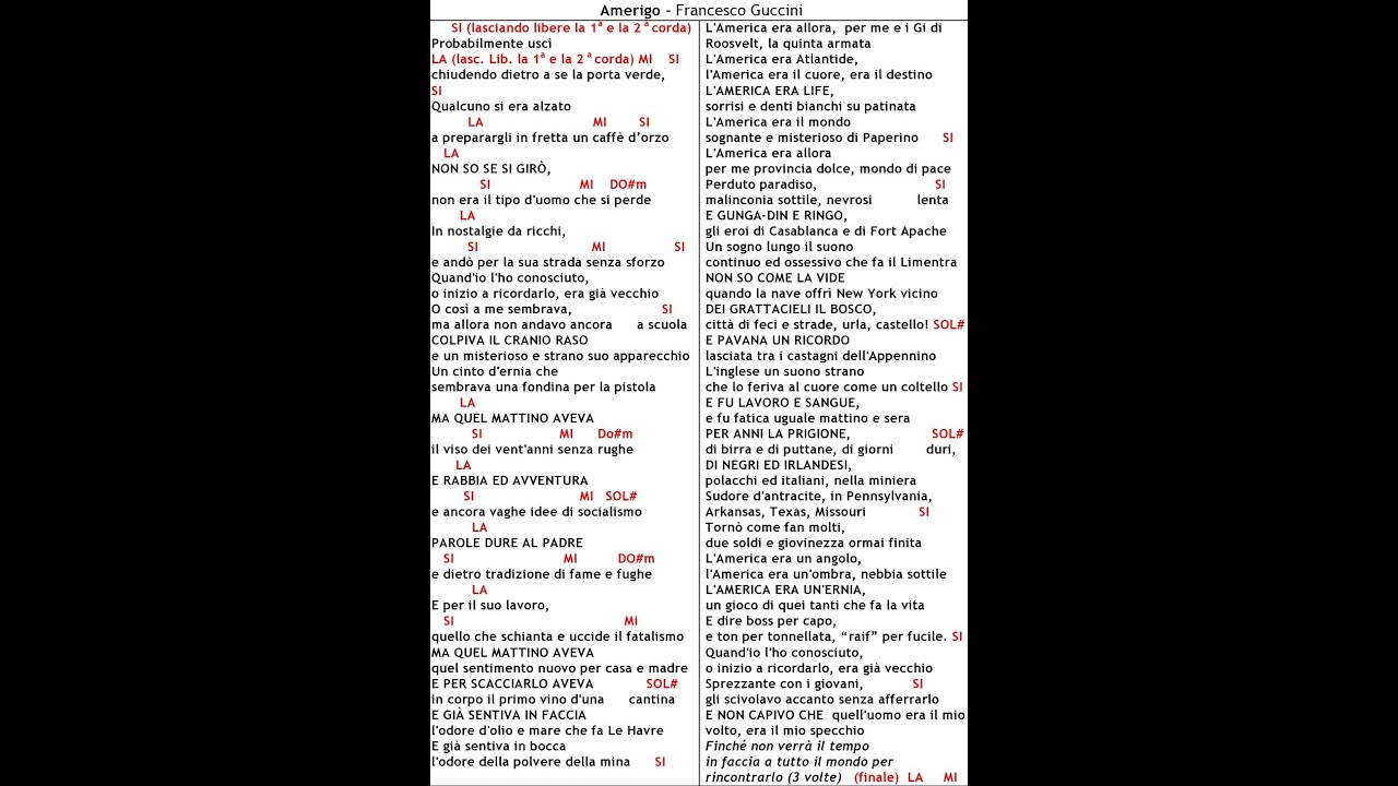 Amerigo cover di Francesco Guccini