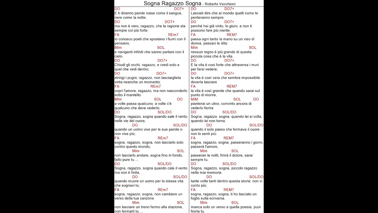 Sogna ragazzo sogna cover Roberto Vecchioni