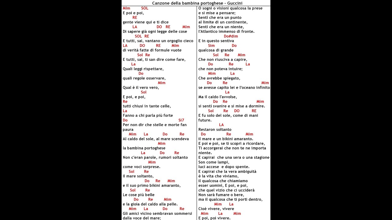 Canzone della bambina portoghese cover di Francesco Guccini
