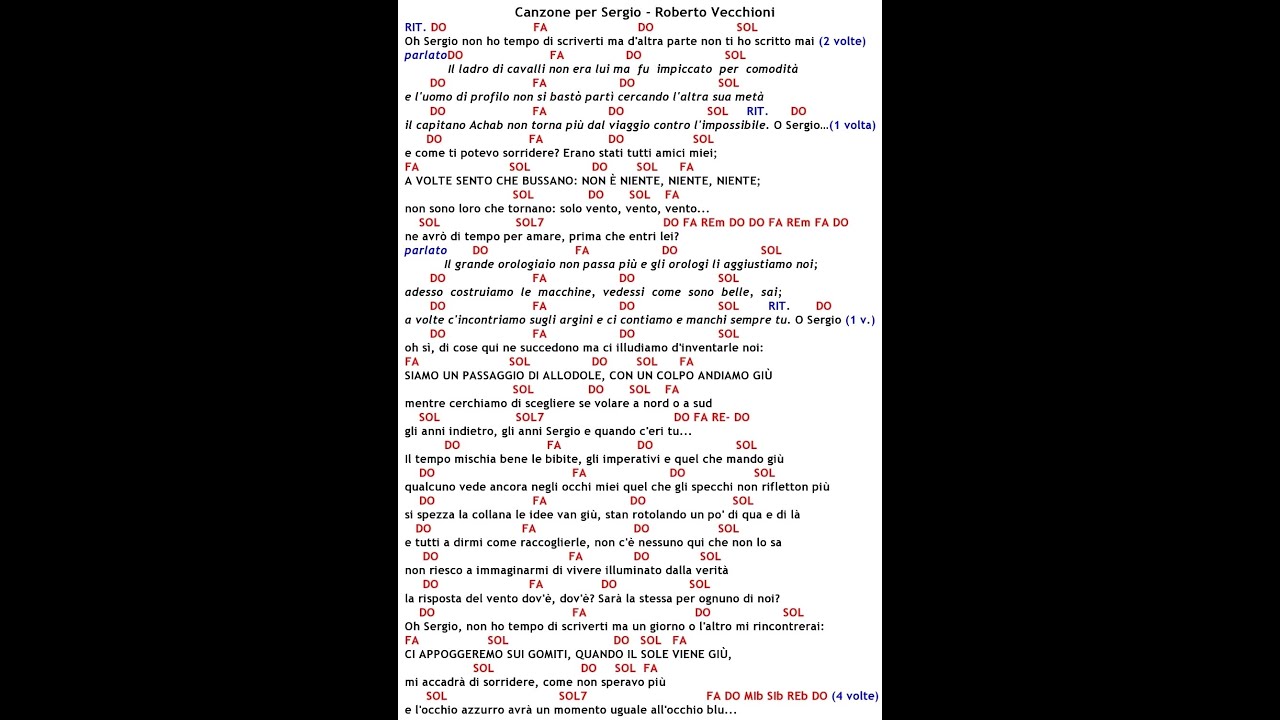Canzone per Sergio cover di Roberto Vecchioni