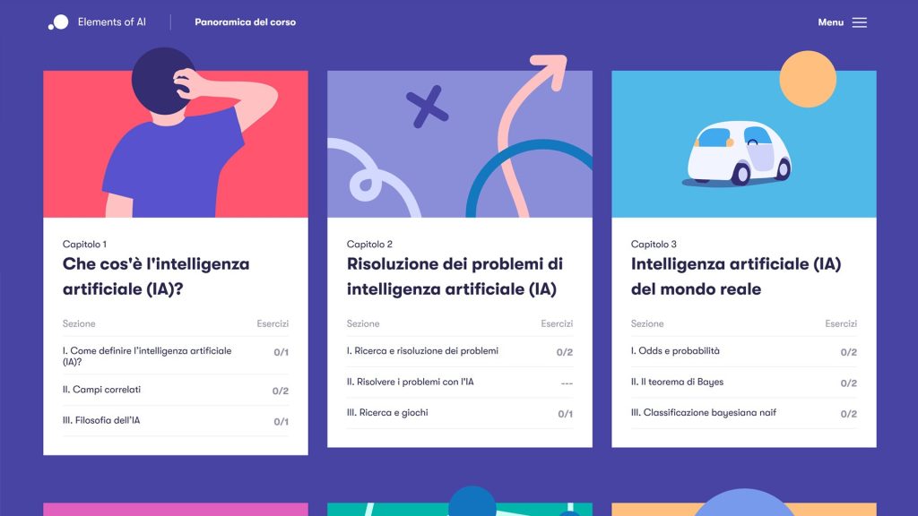 Corso gratuito di intelligenza artificiale da Elements of Ai.